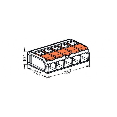 BORNE DE CONNEXION 5x 0,5-6 mm²  FILS SOUPLE/RIGIDE TRANS  X15 -NEW