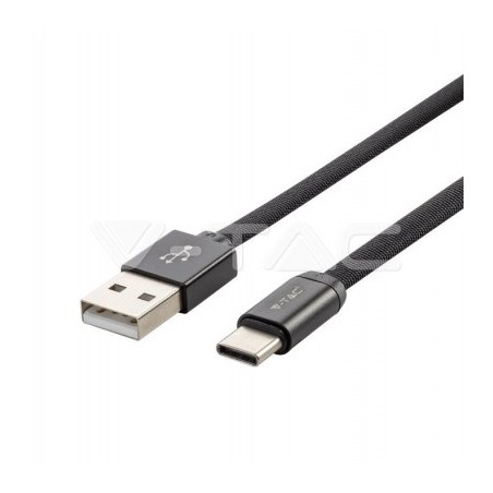 1M TYPE-C USB BRAIDED CABLE WITH COTTON FABRIC-BLACK(RUBY SERIES)